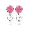 2pcs Diamond Glitter Sequins Retractable Pull Badge Reel Name Tag Card Badge Holder (Pink)