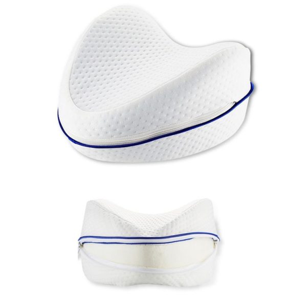 Body Memory Cotton Leg Pillow Sleeping Orthopedic Sciatica Back Hip Joint for Pain Relief (White Inner)