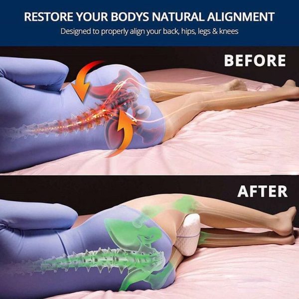 Body Memory Cotton Leg Pillow Sleeping Orthopedic Sciatica Back Hip Joint for Pain Relief (White Inner) - Image 6