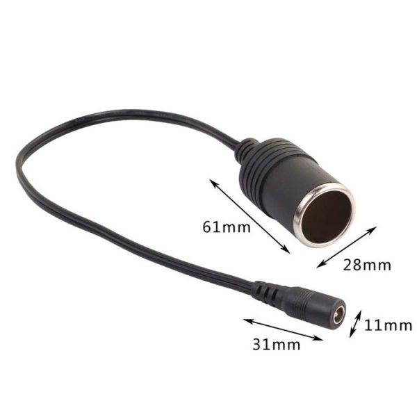 DC 5.5 x 2.1 mm Plug To Cigarette Lighter Mother Seat With DC Power Cord - Image 2