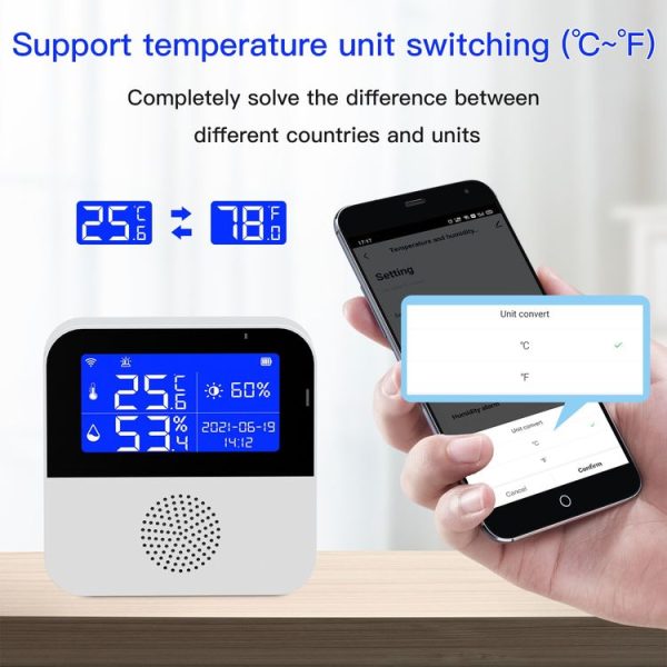 Tuya WIFI Temperature And Humidity Sensor With 2.9inch LCD Display, Spec: With Sensing Line - Image 6