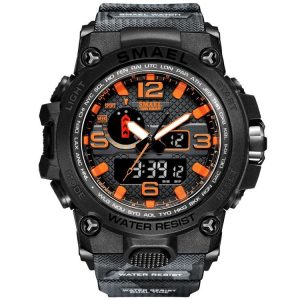 SMAEL 1545D Time Men Anti-falling Night Light Alarm Waterproof Sports Watch (Camouflage Orange)