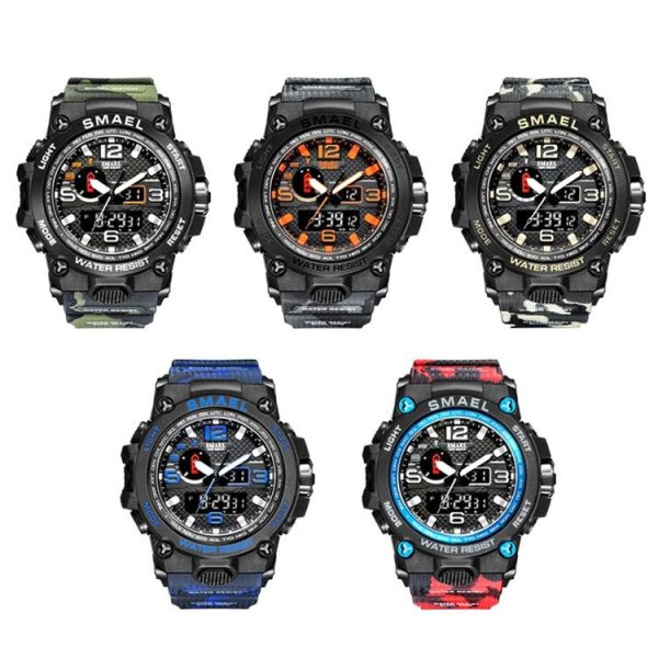 SMAEL 1545D Time Men Anti-falling Night Light Alarm Waterproof Sports Watch (Camouflage Orange) - Image 2