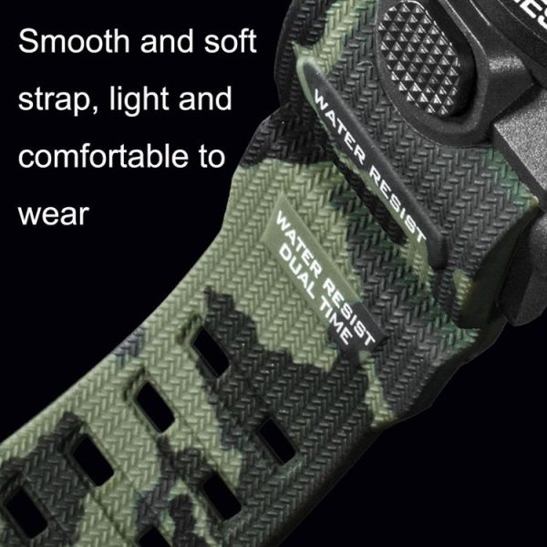 SMAEL 1545D Time Men Anti-falling Night Light Alarm Waterproof Sports Watch (Camouflage Orange) - Image 3