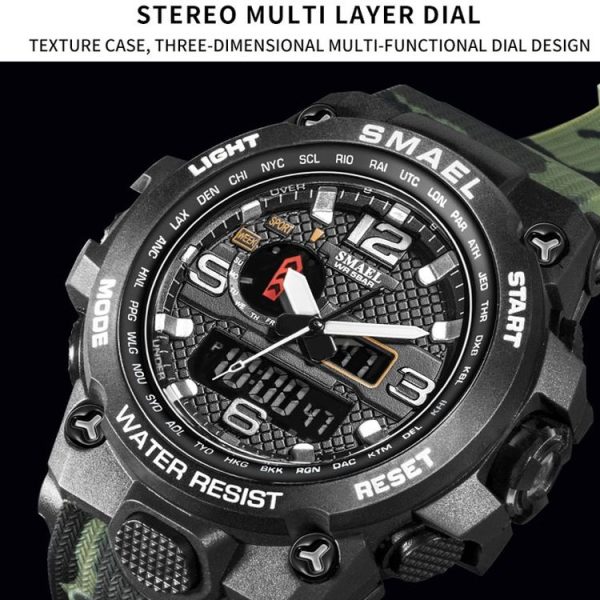 SMAEL 1545D Time Men Anti-falling Night Light Alarm Waterproof Sports Watch (Camouflage Orange) - Image 4