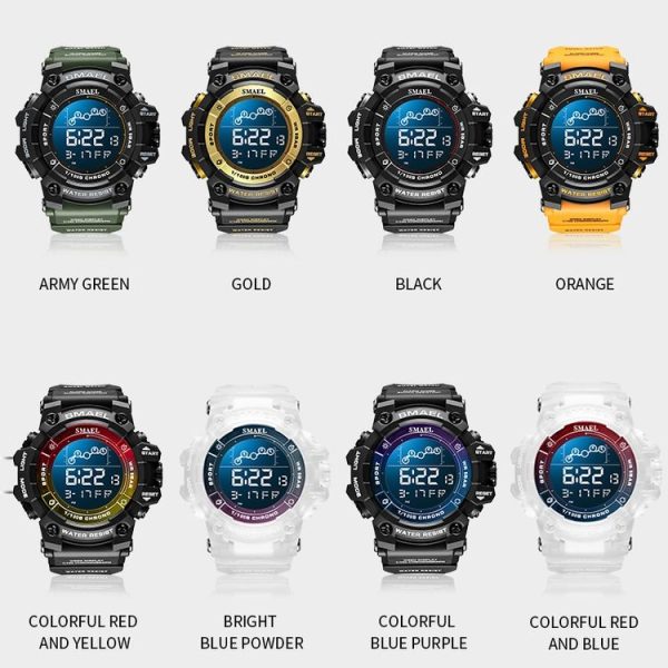 SMAEL 8082 Outdoor Waterproof Sports Multifunctional Luminous Timing Electronic Watch (White Colorful Blue powder) - Image 2