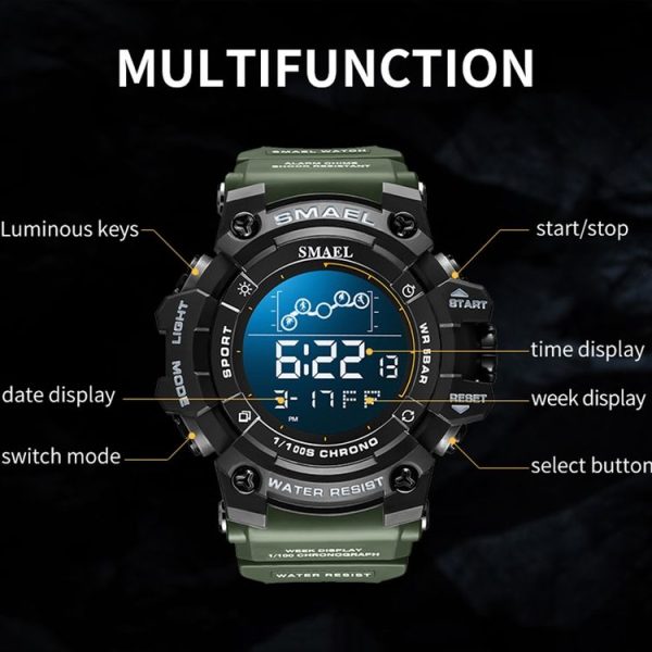 SMAEL 8082 Outdoor Waterproof Sports Multifunctional Luminous Timing Electronic Watch (White Colorful Blue powder) - Image 4