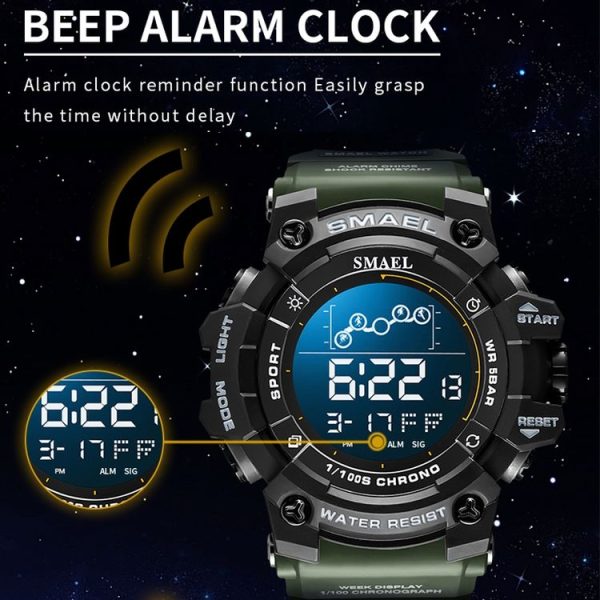 SMAEL 8082 Outdoor Waterproof Sports Multifunctional Luminous Timing Electronic Watch (White Colorful Blue powder) - Image 5