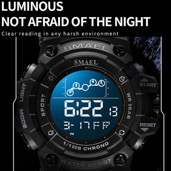 SMAEL 8082 Outdoor Waterproof Sports Multifunctional Luminous Timing Electronic Watch (White Colorful Blue powder) - Image 7