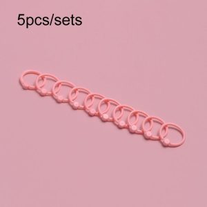 5sets Loose Leaf Single Ring Lock Stationery Key Ring Macaron Bag Packing (HYH-15 Pink)
