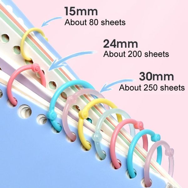 5sets Loose Leaf Single Ring Lock Stationery Key Ring Macaron Bag Packing (HYH-15 Pink) - Image 4