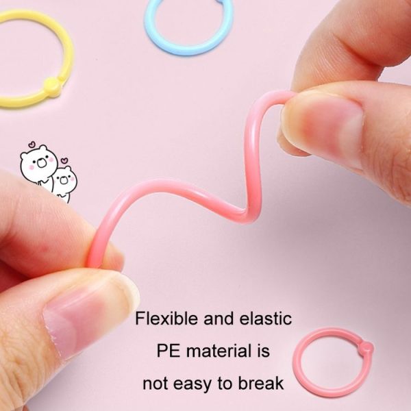 5sets Loose Leaf Single Ring Lock Stationery Key Ring Macaron Bag Packing (HYH-15 Pink) - Image 5