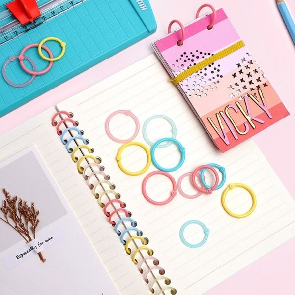 5sets Loose Leaf Single Ring Lock Stationery Key Ring Macaron Bag Packing (HYH-15 Pink) - Image 6