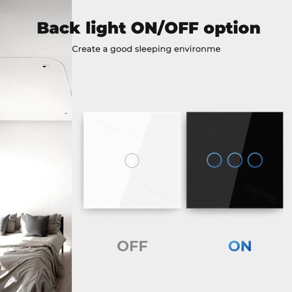 Tuya ZigBee Zero Firewire Touch Wall Remote Control Switch Light Control Voice Switch EU Plug, Style: 1 Gang (Black) - Image 4