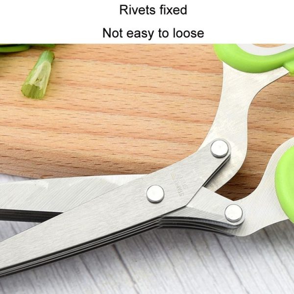 Five-Layer Vegetable Scissors Office Shredding Stainless Steel Scissors (Blue Gray) - Image 4