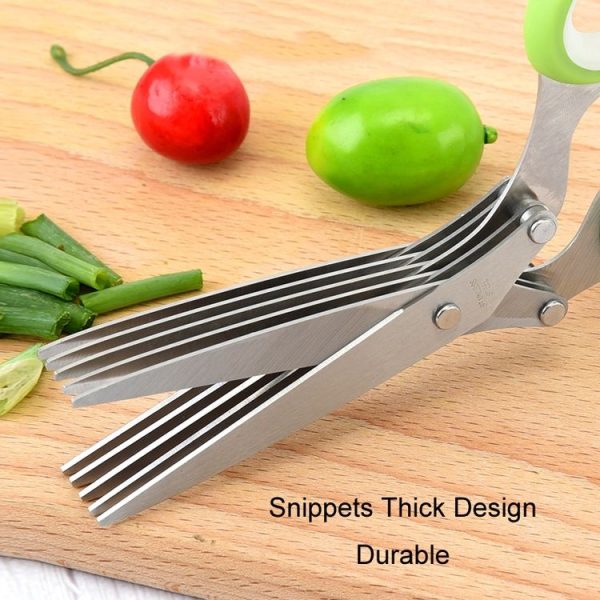 Five-Layer Vegetable Scissors Office Shredding Stainless Steel Scissors (Blue Gray) - Image 5