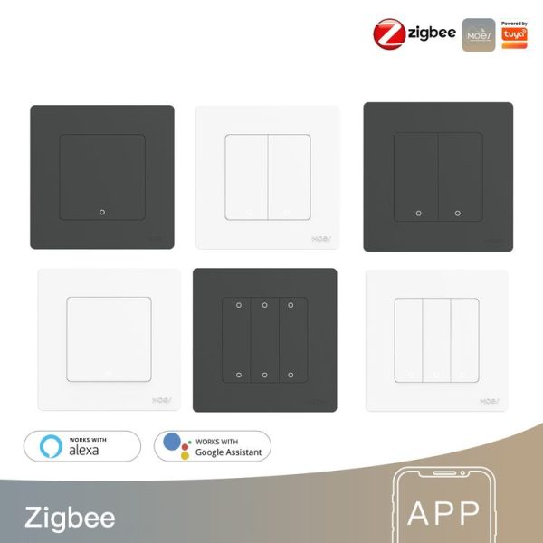 Tuya ZigBee Smart Single-fire Zero-fire Sharing Timing Voice Wall Switch EU Plug, Style: 1 Way (Gray Scene Casual Post) - Image 2