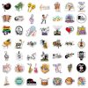 100pcs / 2 Sets Rock Band Sticker Musical Instrument Computer Suitcase Skateboard Decorative Sticker - Image 3