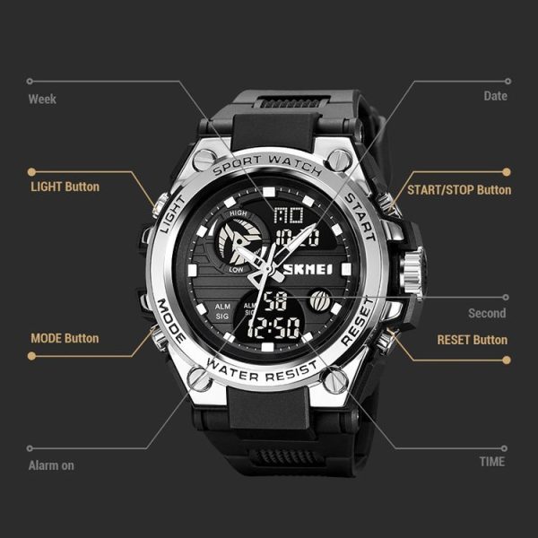 SKMEI 2031 Multifunctional Outdoor Waterproof Chronograph Men Sports Watch (Black Gold) - Image 5