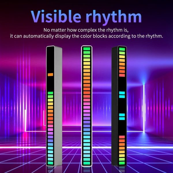 RGB Sound-controlled Rhythmic Response Lights Music Ambient LED Pick-up Lights Charging (16 Lights Black) - Image 2