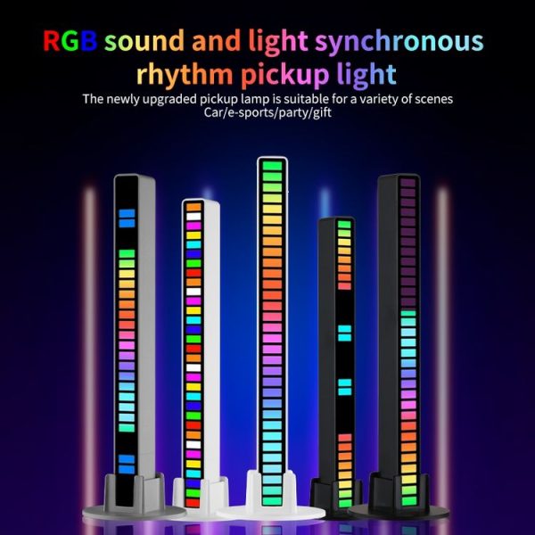 RGB Sound-controlled Rhythmic Response Lights Music Ambient LED Pick-up Lights Charging (16 Lights Black) - Image 5