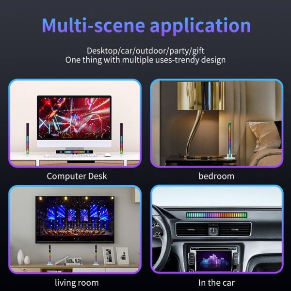 RGB Sound-controlled Rhythmic Response Lights Music Ambient LED Pick-up Lights Charging (16 Lights Black) - Image 6