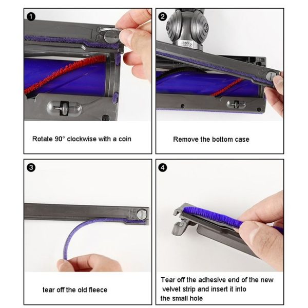 Dyson V6 4pcs Soft Plush Strips Vacuum Cleaner Replacement Parts - Image 5