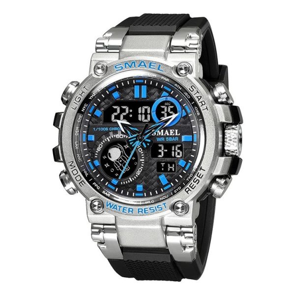 SMAEL 1803B Outdoor Waterproof Multifunctional Alloy Sports Watch (Silver Blue)