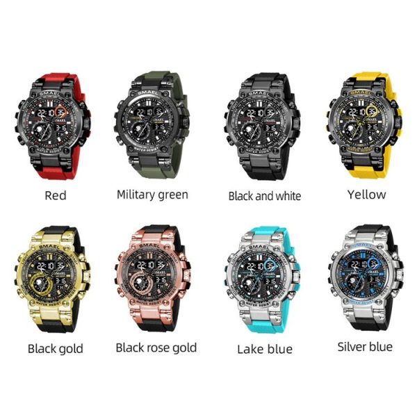 SMAEL 1803B Outdoor Waterproof Multifunctional Alloy Sports Watch (Silver Blue) - Image 2