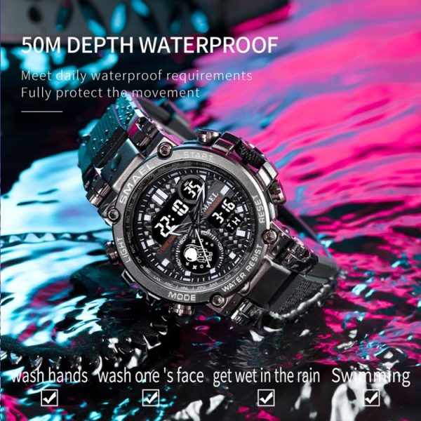 SMAEL 1803B Outdoor Waterproof Multifunctional Alloy Sports Watch (Silver Blue) - Image 5