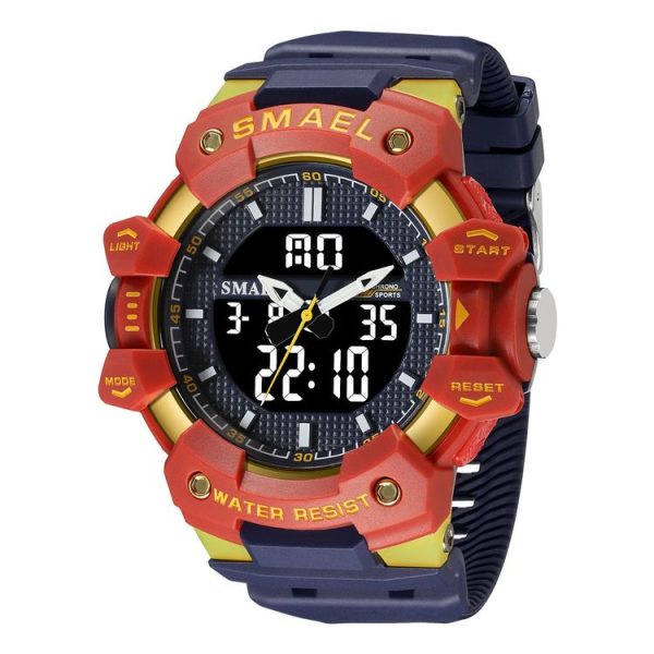 SMAEL 8080 Outdoor Sports Waterproof Multifunctional Glowing Double Dial Watch (Blue)