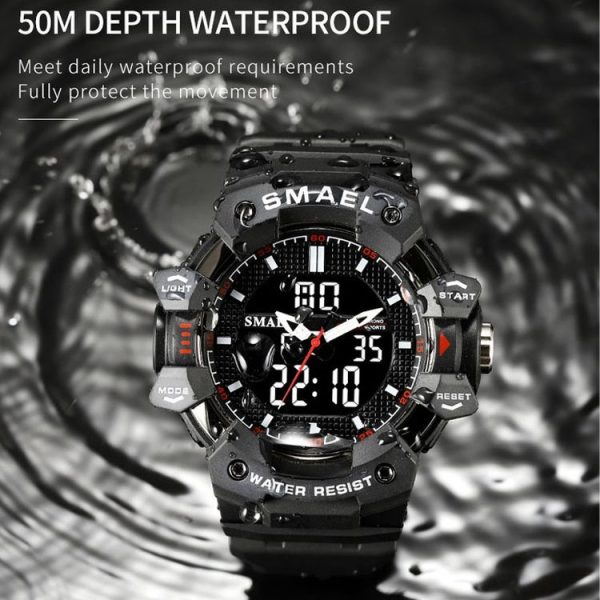 SMAEL 8080 Outdoor Sports Waterproof Multifunctional Glowing Double Dial Watch (Blue) - Image 6