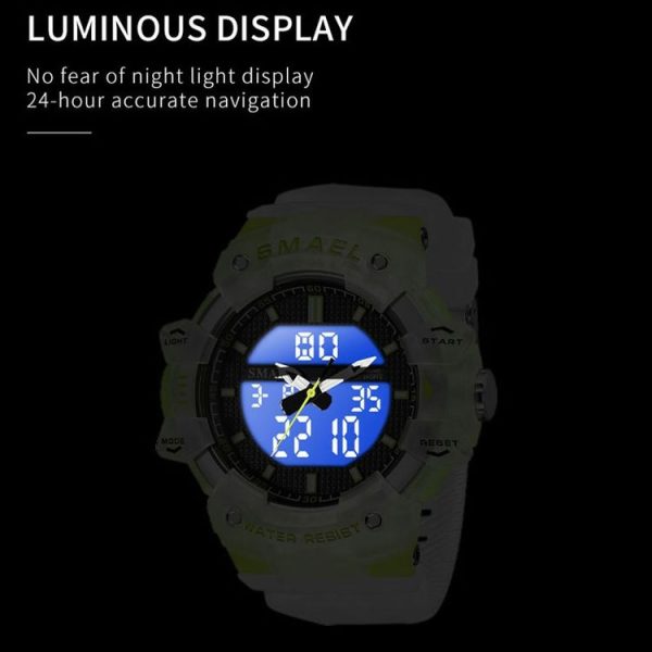 SMAEL 8080 Outdoor Sports Waterproof Multifunctional Glowing Double Dial Watch (Blue) - Image 7