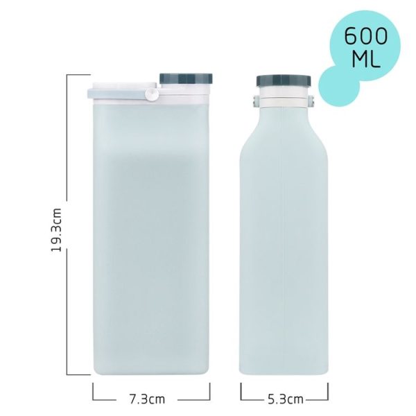 600ml Outdoor Sports Portable Silicone Folding Water Cup Minimalist Travel Large Capacity Milk Bottle (Gray) - Image 3
