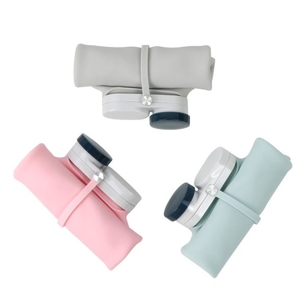 600ml Outdoor Sports Portable Silicone Folding Water Cup Minimalist Travel Large Capacity Milk Bottle (Gray) - Image 5