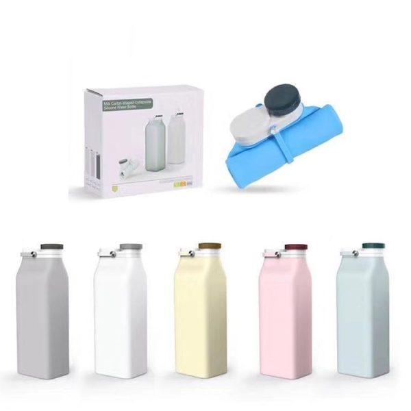 600ml Outdoor Sports Portable Silicone Folding Water Cup Minimalist Travel Large Capacity Milk Bottle (Gray) - Image 6