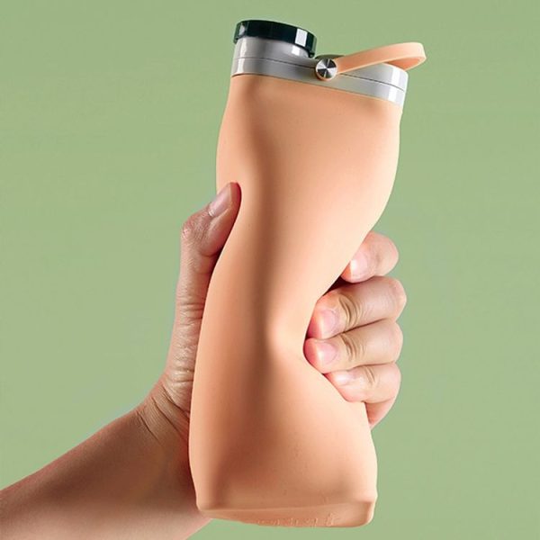 600ml Outdoor Sports Portable Silicone Folding Water Cup Minimalist Travel Large Capacity Milk Bottle (Gray) - Image 7