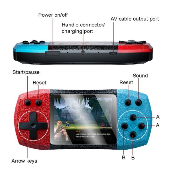 F1 3 Inch Horizontal Screen 620 In 1 Large Screen Pocket Console, Style: Double Player Black - Image 2