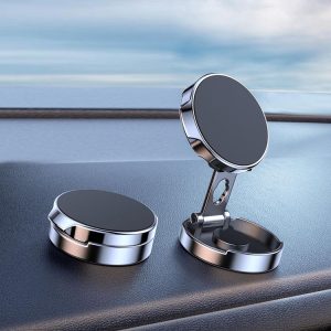 Multi-Angle Positioning Car Folding Circular Car Magnetic Suction Bracket (Silver)