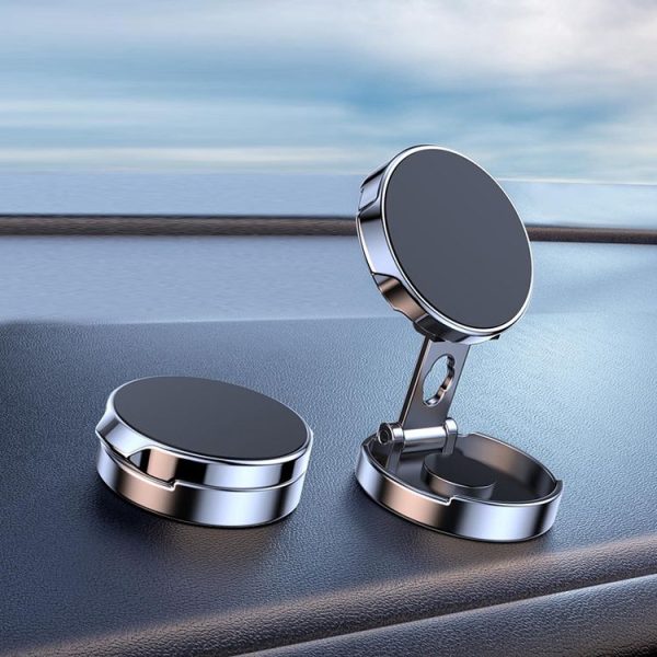 Multi-Angle Positioning Car Folding Circular Car Magnetic Suction Bracket (Silver)