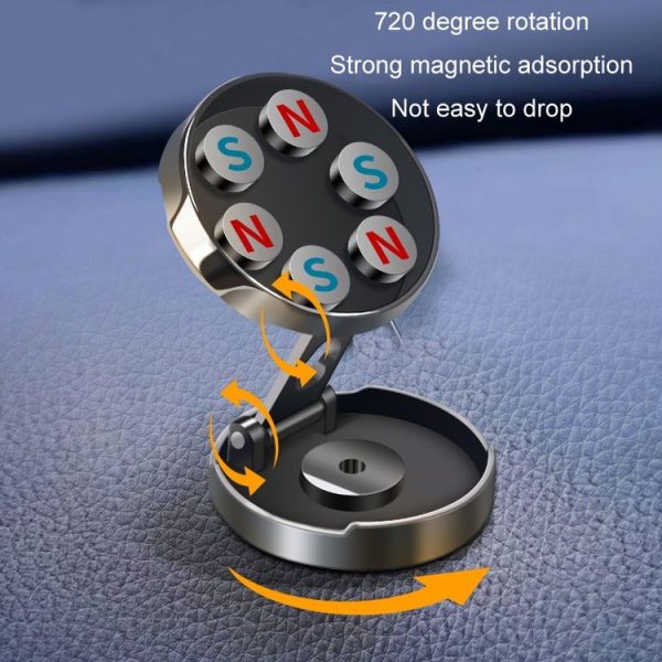 Multi-Angle Positioning Car Folding Circular Car Magnetic Suction Bracket (Silver) - Image 5
