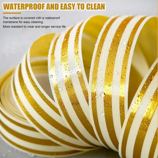 2.5cm x 5m Golden Tile Gap Tape Waterproof PVC Self Adhesive Sticker (Silver) - Image 4