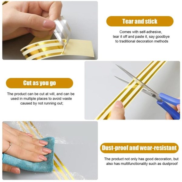 2.5cm x 5m Golden Tile Gap Tape Waterproof PVC Self Adhesive Sticker (Silver) - Image 5