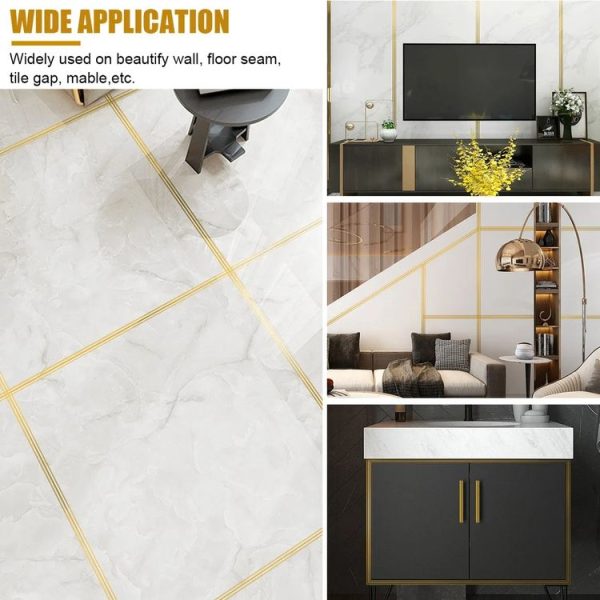 2.5cm x 5m Golden Tile Gap Tape Waterproof PVC Self Adhesive Sticker (Silver) - Image 6