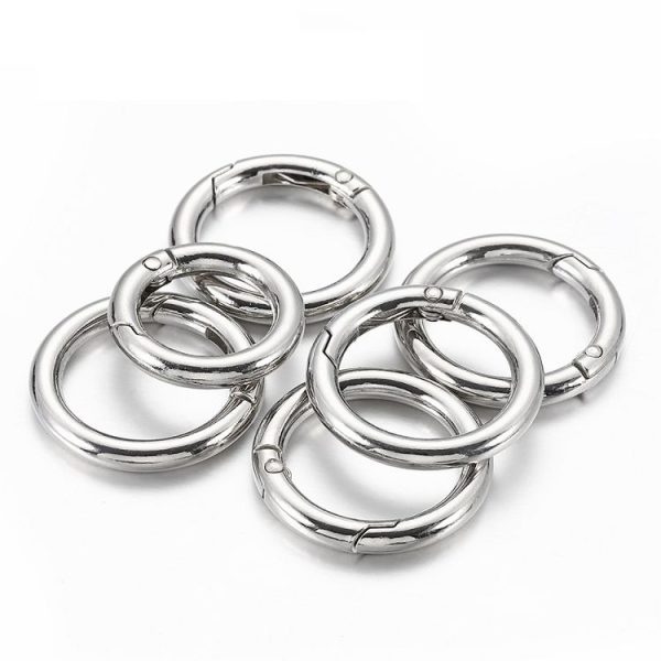 20pcs Zinc Alloy Spring Ring Metal Open Bag Webbing Keychain, Specification: 5 Points Silver - Image 2