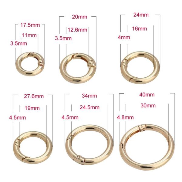 20pcs Zinc Alloy Spring Ring Metal Open Bag Webbing Keychain, Specification: 5 Points Silver - Image 3