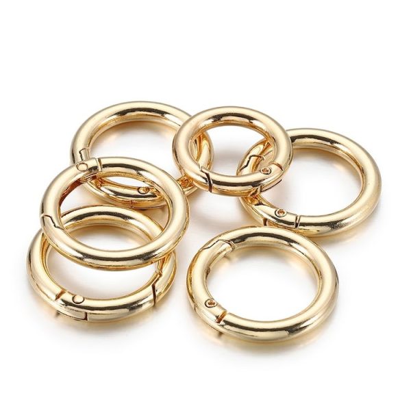 20pcs Zinc Alloy Spring Ring Metal Open Bag Webbing Keychain, Specification: 6 Points Light Gold - Image 2