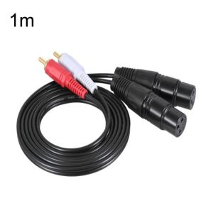 2RCA To 2XLR Speaker Canon Cable Audio Balance Cable, Size: 1m (Dual Lotus To Dual Female)
