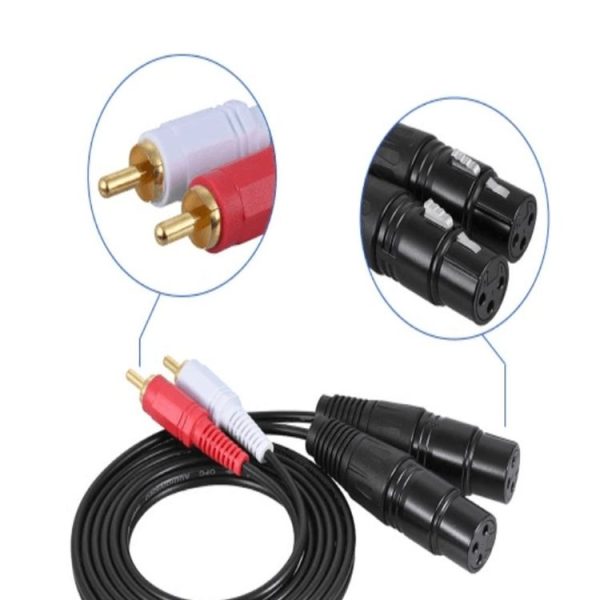 2RCA To 2XLR Speaker Canon Cable Audio Balance Cable, Size: 1m (Dual Lotus To Dual Female) - Image 2
