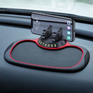 Car Center Console Mobile Phone Anti-skid Mat Temporary Parking Number Plate (With Bracket)